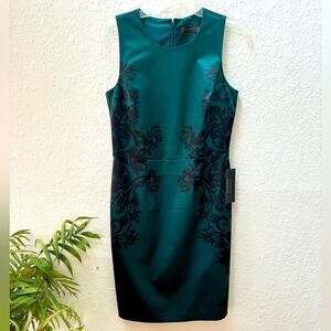 NEW The Limited Y2K $89 Satin-like Forest Floral Green Black Women's Dress Sz 6